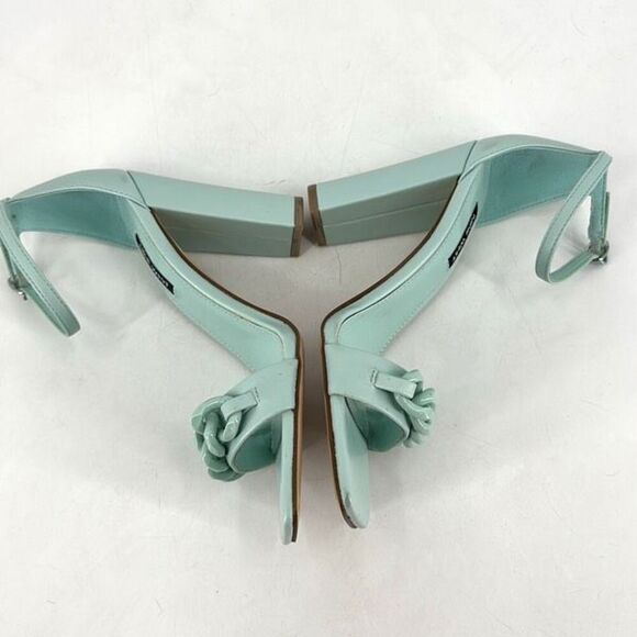 NWOT Nine West Womens Mindful Chain Square Toe Heeled Sandals Mint Green Size 8 - Picture 4 of 11